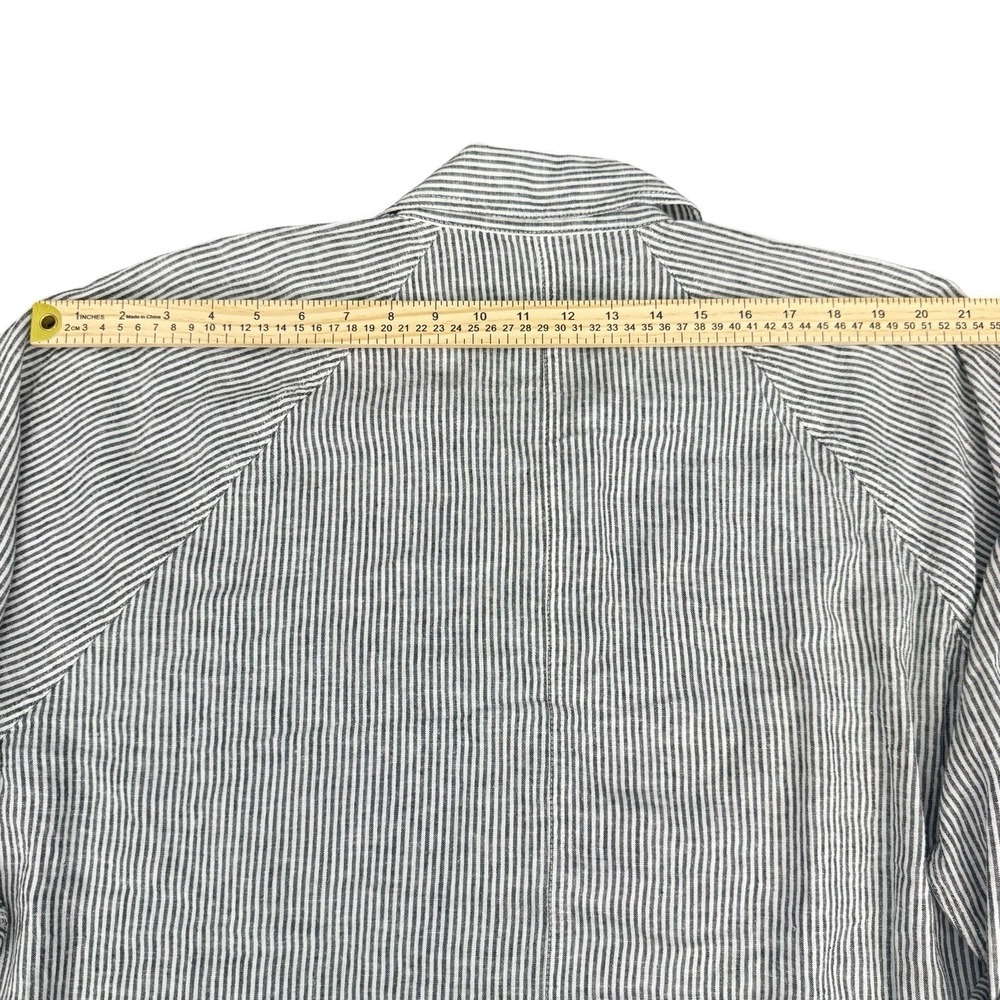 Z SUPPLY Oversized Striped Oversized Button Down Linen Blend Women L Casual Mom - Picture 5 of 8
